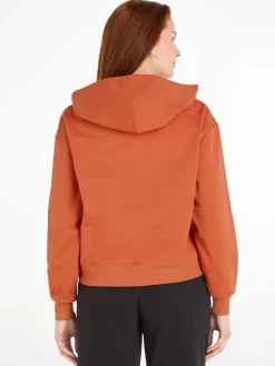 WOVEN LABEL HOODIE burnt clay
