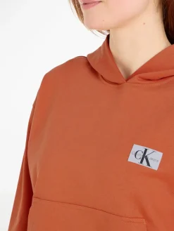 WOVEN LABEL HOODIE burnt clay