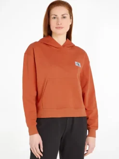 WOVEN LABEL HOODIE burnt clay