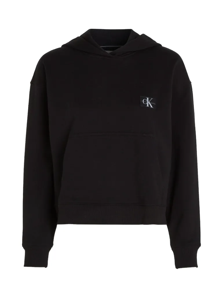 WOVEN LABEL HOODIE ck black