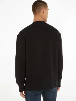WOVEN TAB WAFFLE LS ck black