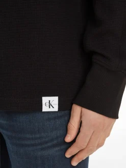 WOVEN TAB WAFFLE LS ck black