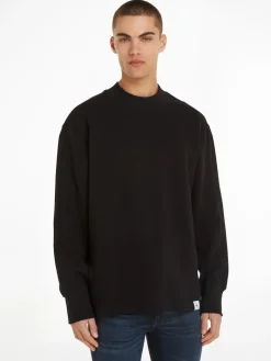 WOVEN TAB WAFFLE LS ck black