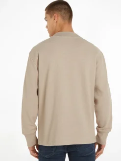 WOVEN TAB WAFFLE LS plaza taupe