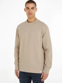 WOVEN TAB WAFFLE LS plaza taupe
